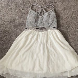 Silver and white homecoming dress